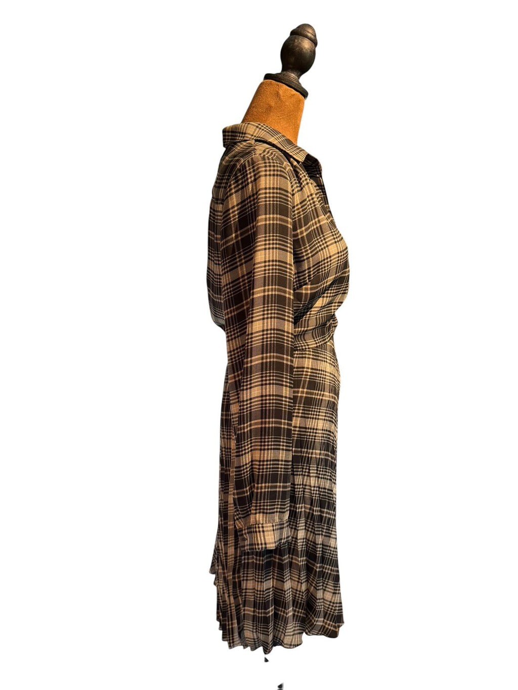 Banana Republic Plaid Button-Up Shirt Dress with Pleated Skirt