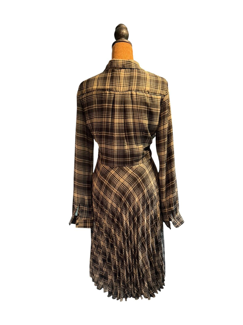 Banana Republic Plaid Button-Up Shirt Dress with Pleated Skirt