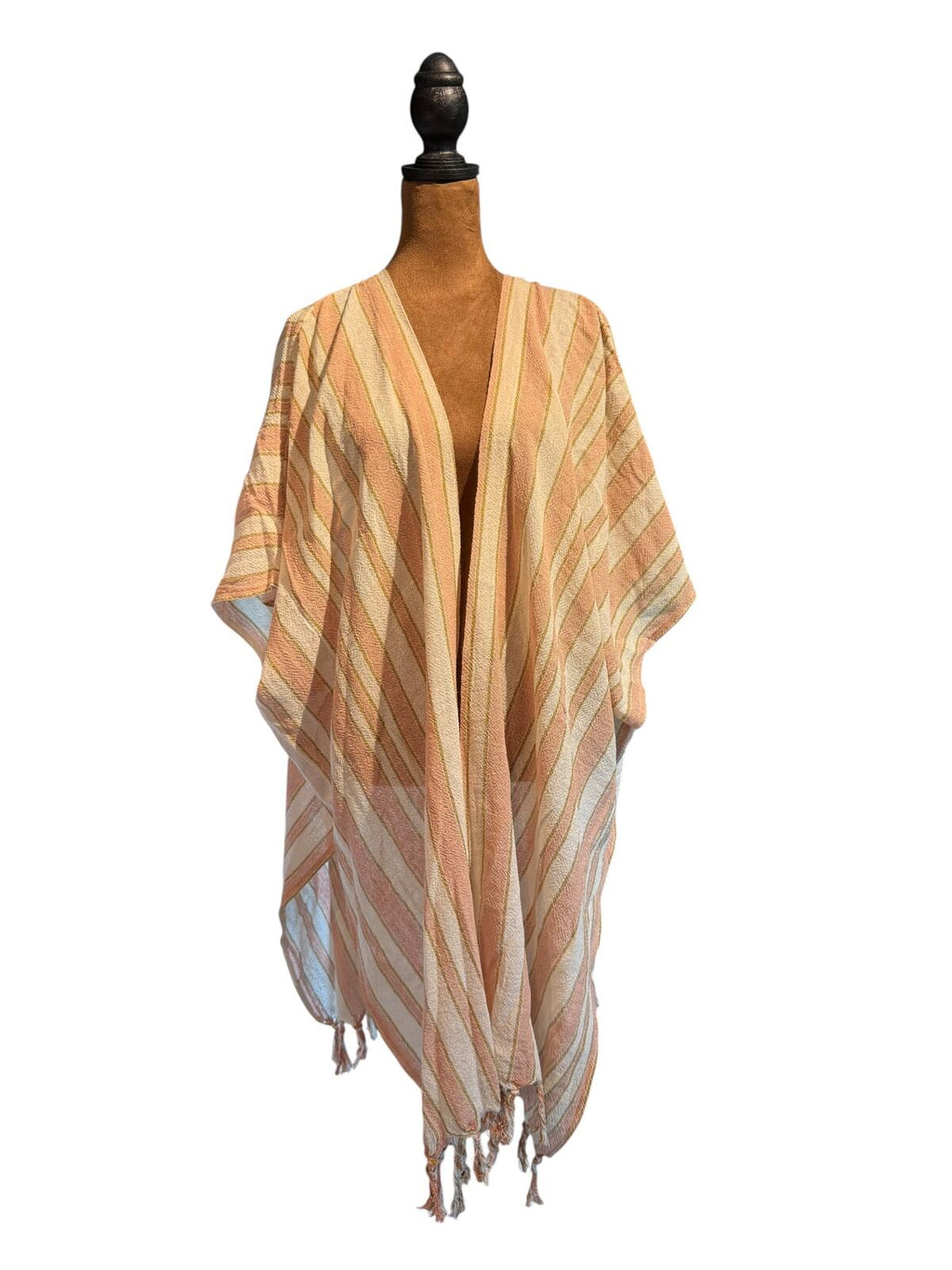 Rays for Days Striped Kimono Cardigan with Fringe Detail