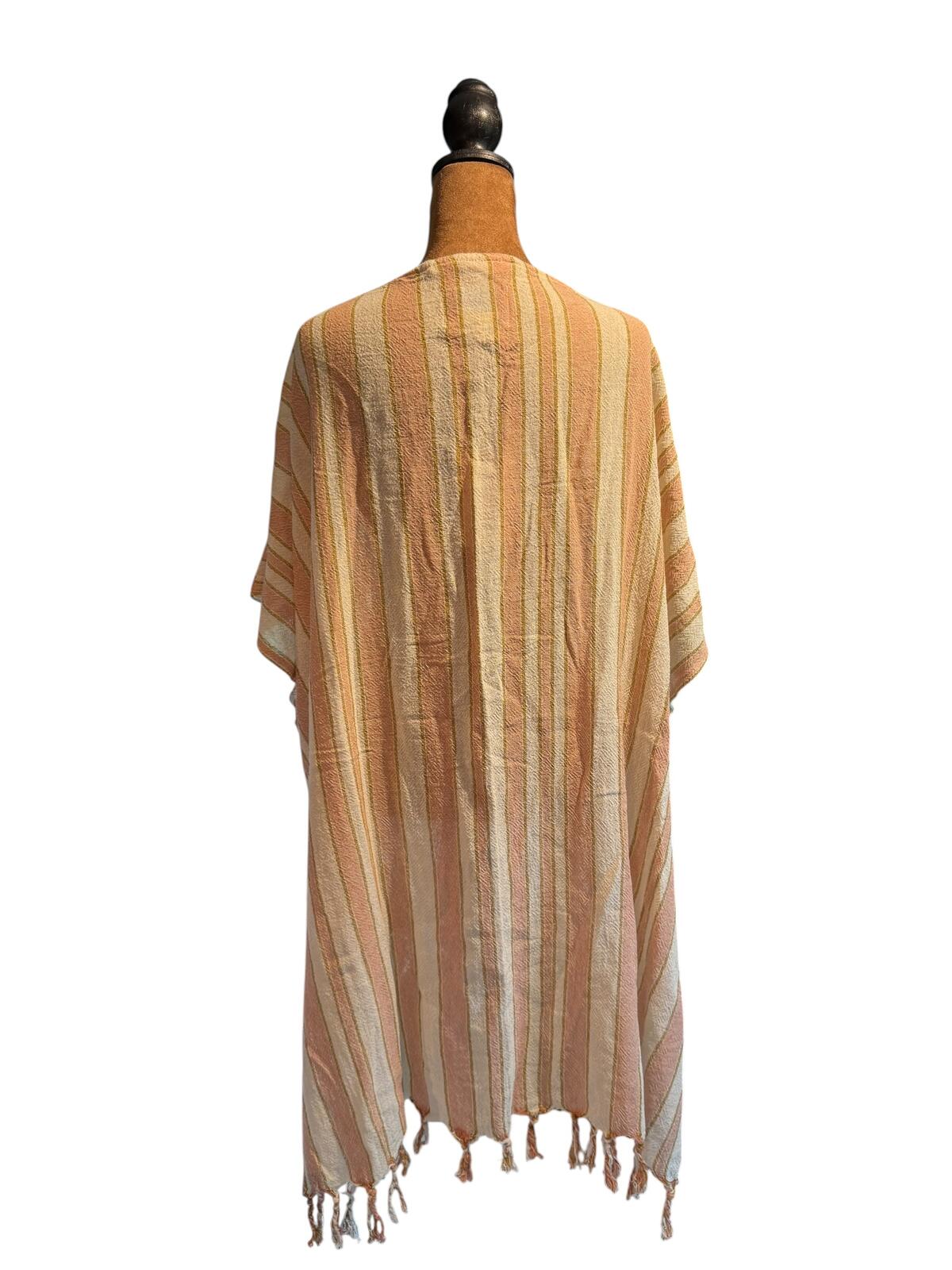 Rays for Days Striped Kimono Cardigan with Fringe Detail
