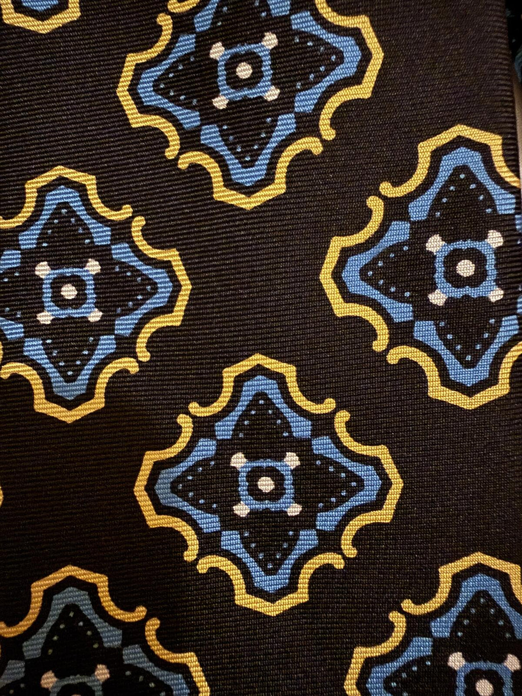 Prada Milano Black and Blue Patterned Silk Tie