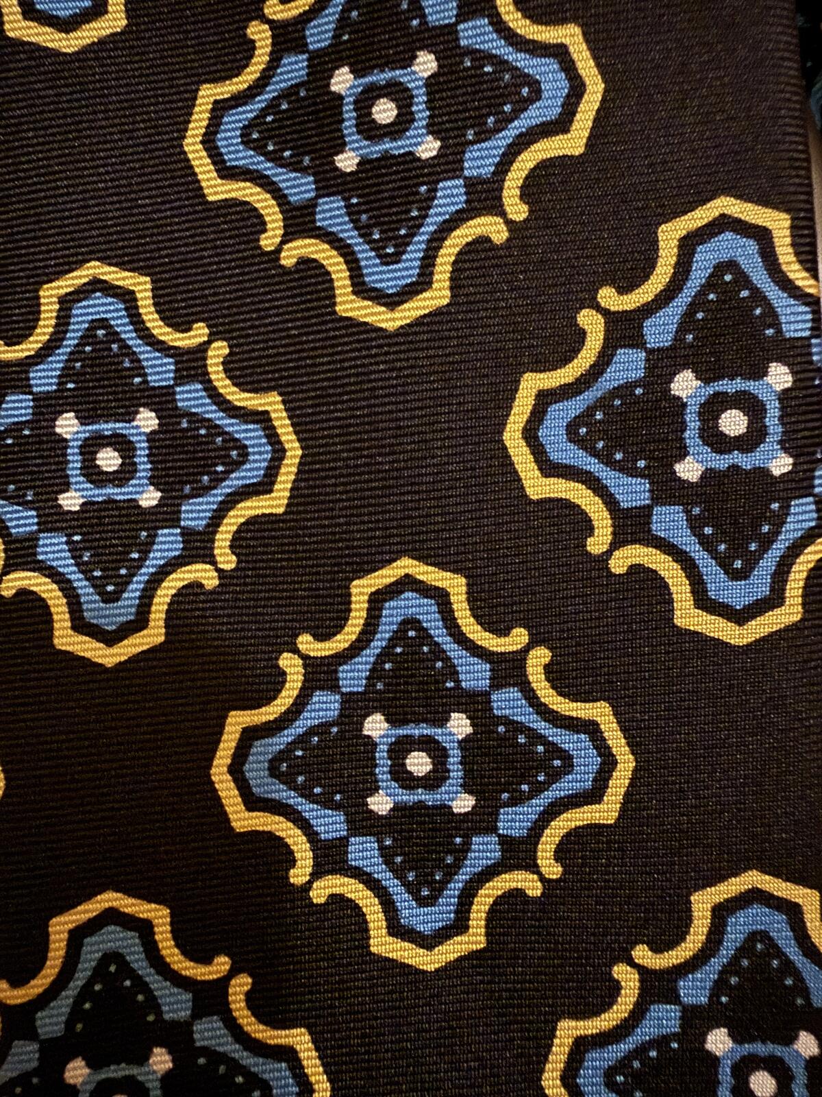 Prada Milano Black and Blue Patterned Silk Tie