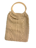 Beige Crochet Handbag with Round Handles