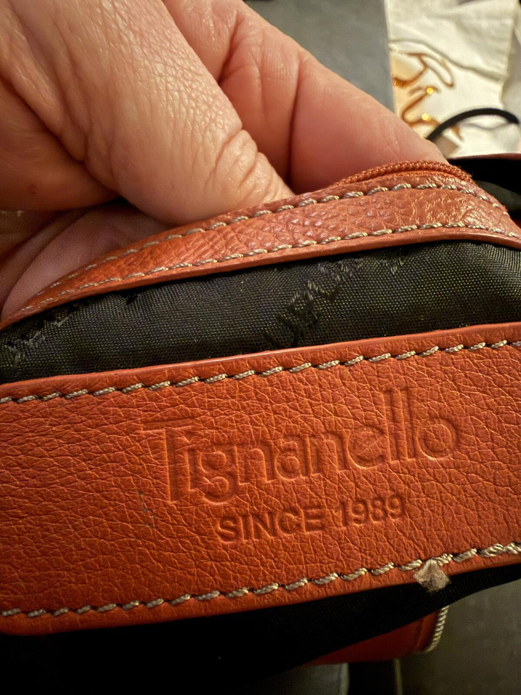 Tignanello Small Crossbody Leather Bag in Persimmon