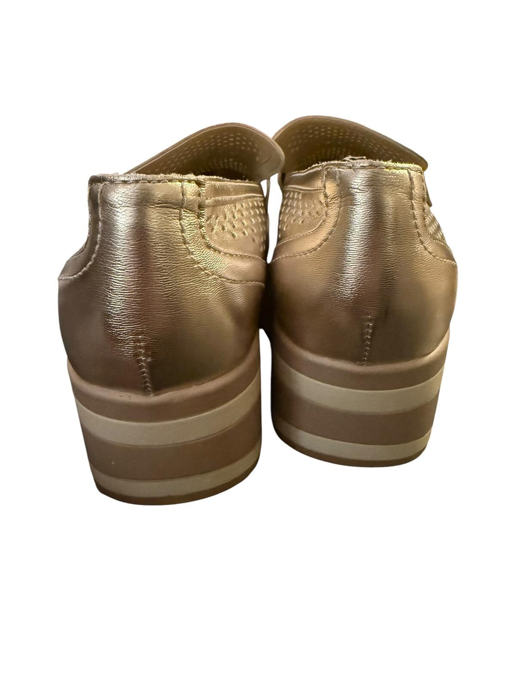 Dolce Vita Metallic Gold Platform Loafers with Perforated Design