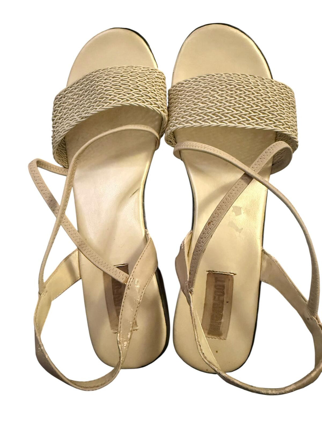 Sugarfoot Strappy Woven Band Sandals with Low Black Heel