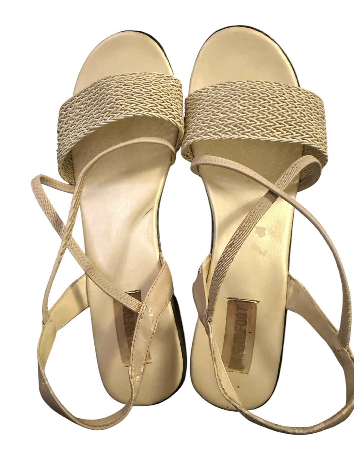 Sugarfoot Strappy Woven Band Sandals with Low Black Heel