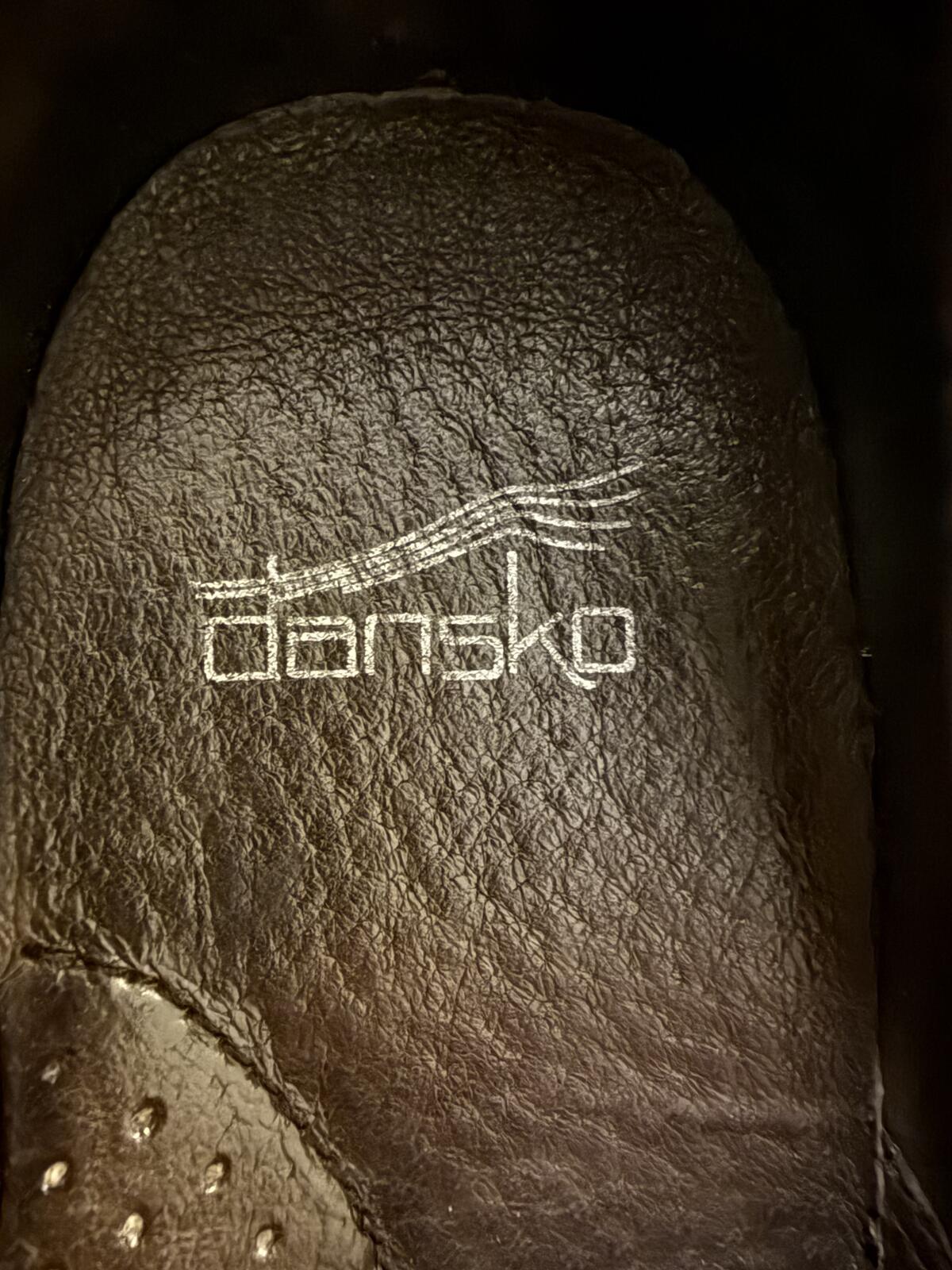 Dansko Brown Leather Slip-On Shoes with Buckle Detail