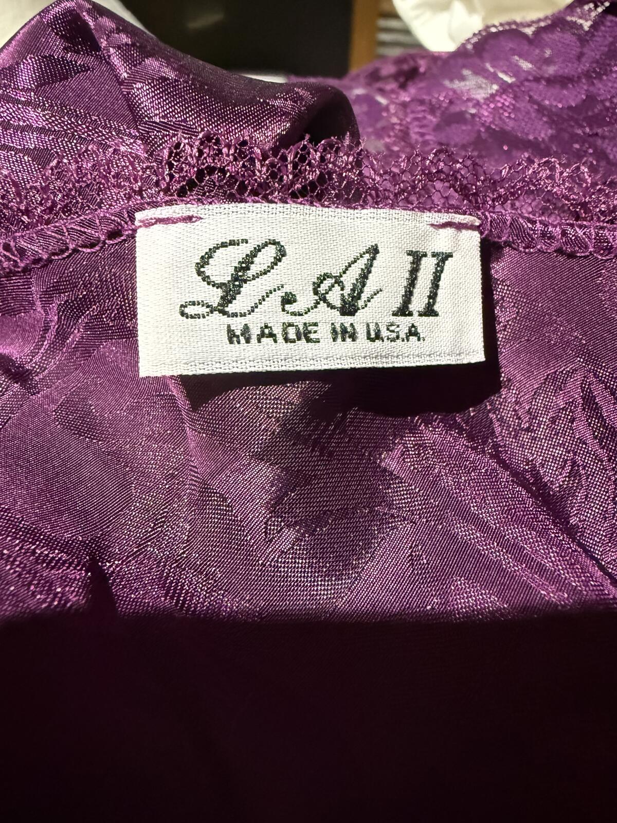 LA II Vintage Burgundy Satin Slip Dress with Lace Trim