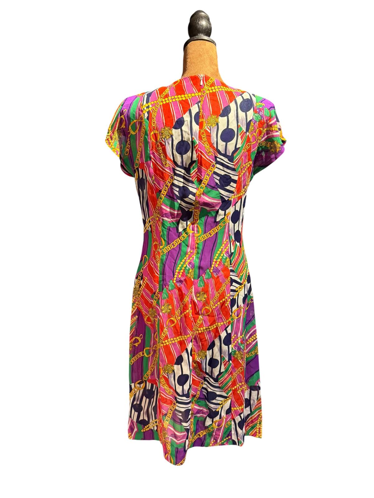 Millais Vintage Colorful Patterned Short Sleeve Dress