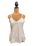 Mel-Lin Vintage White Lace Trim Satin Camisole Top