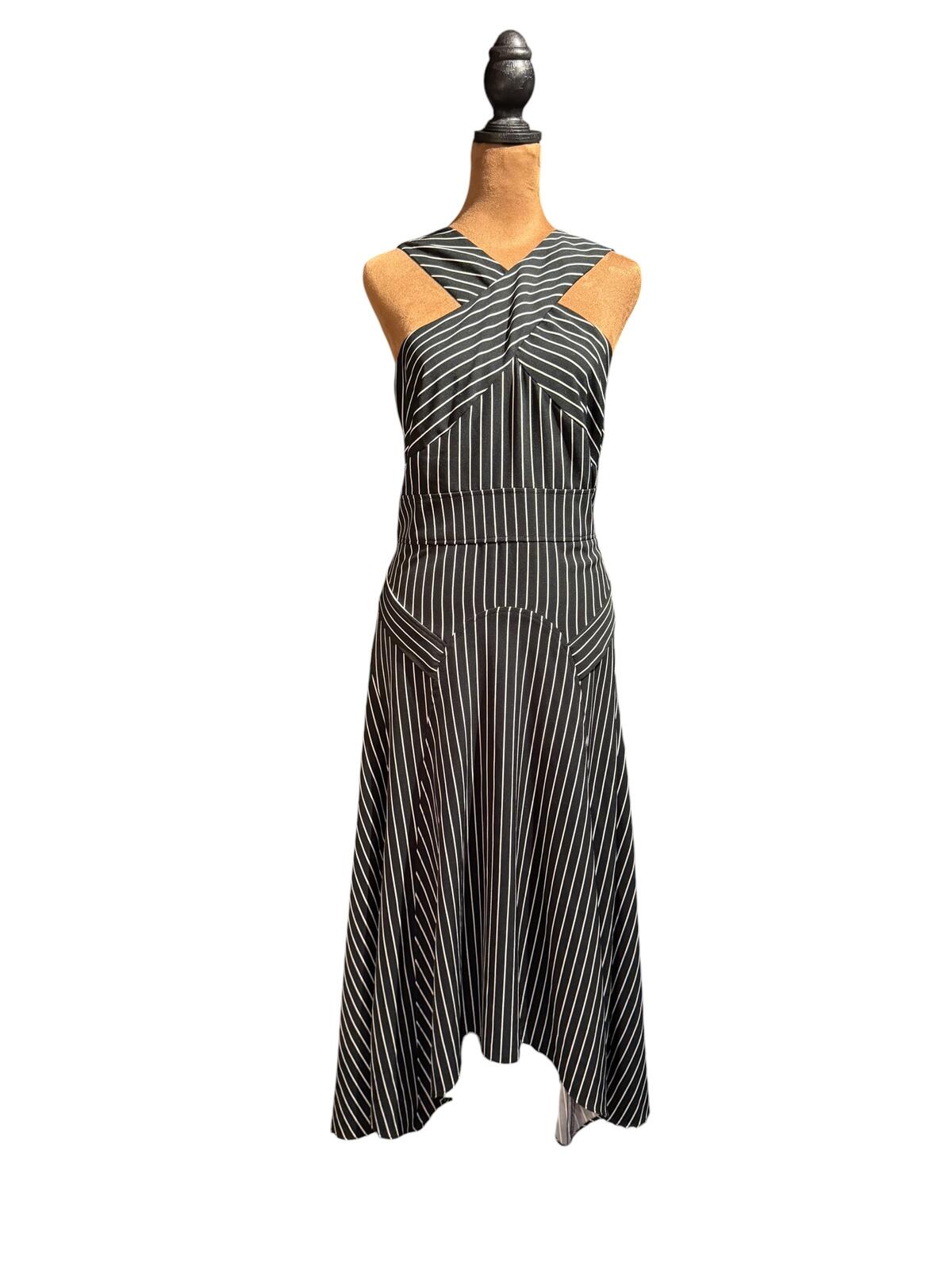 New York & Co. Black and White Striped Sleeveless Midi Dress