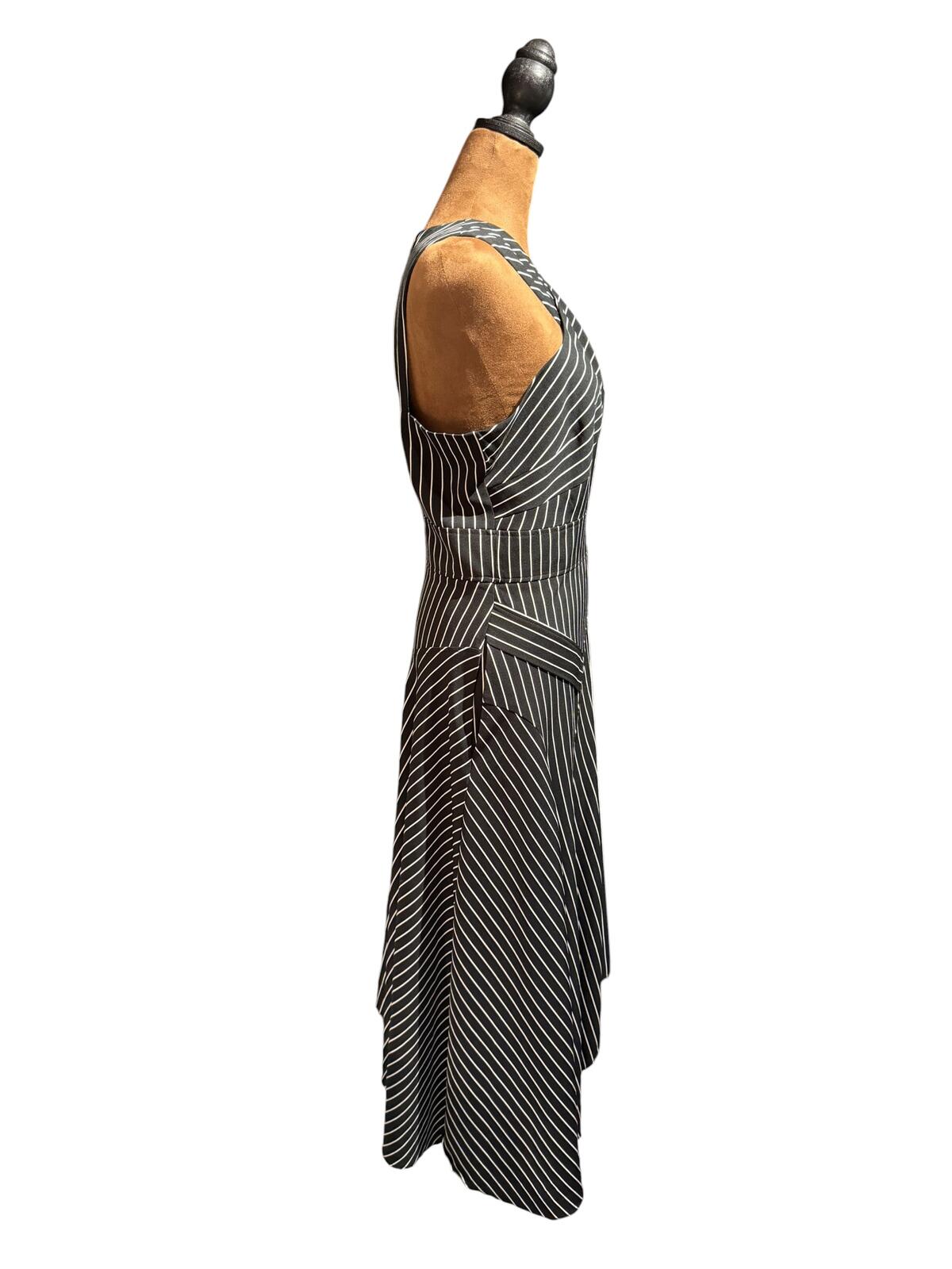New York & Co. Black and White Striped Sleeveless Midi Dress