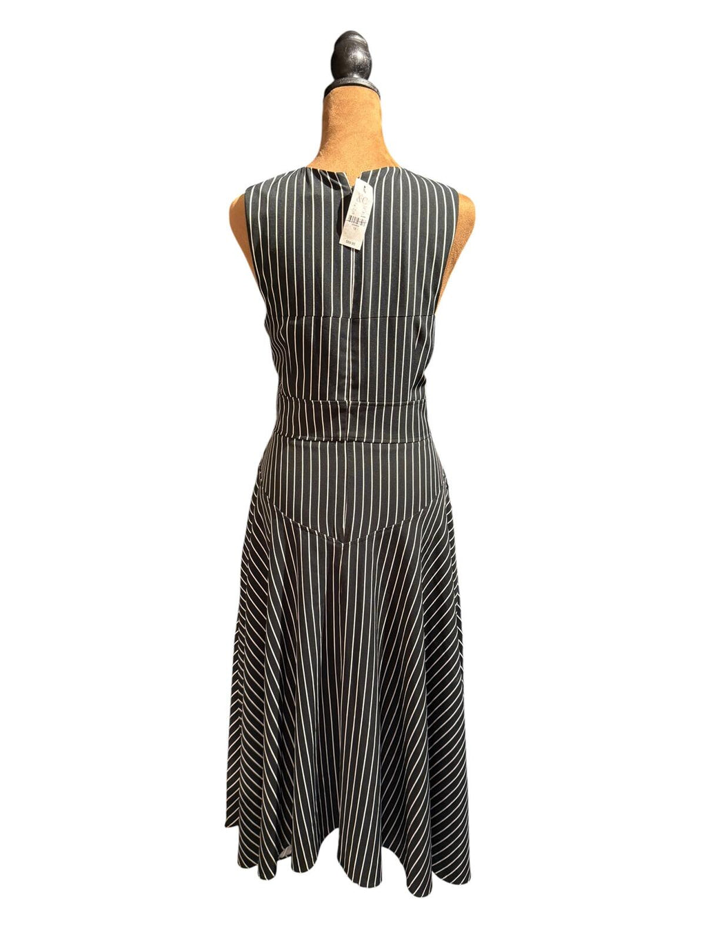 New York & Co. Black and White Striped Sleeveless Midi Dress
