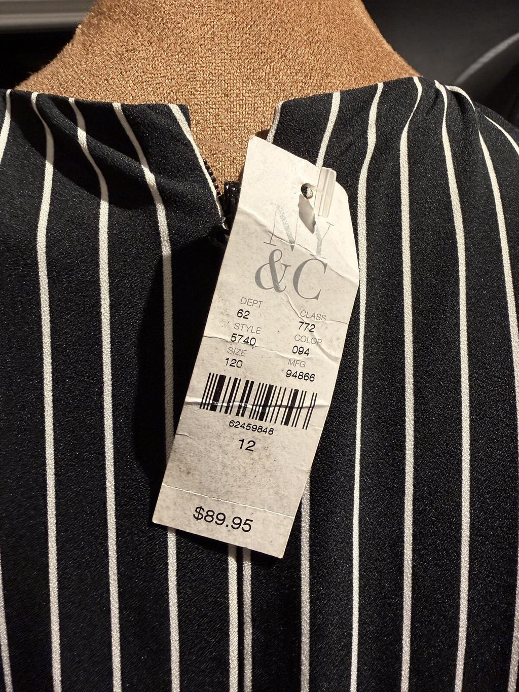 New York & Co. Black and White Striped Sleeveless Midi Dress