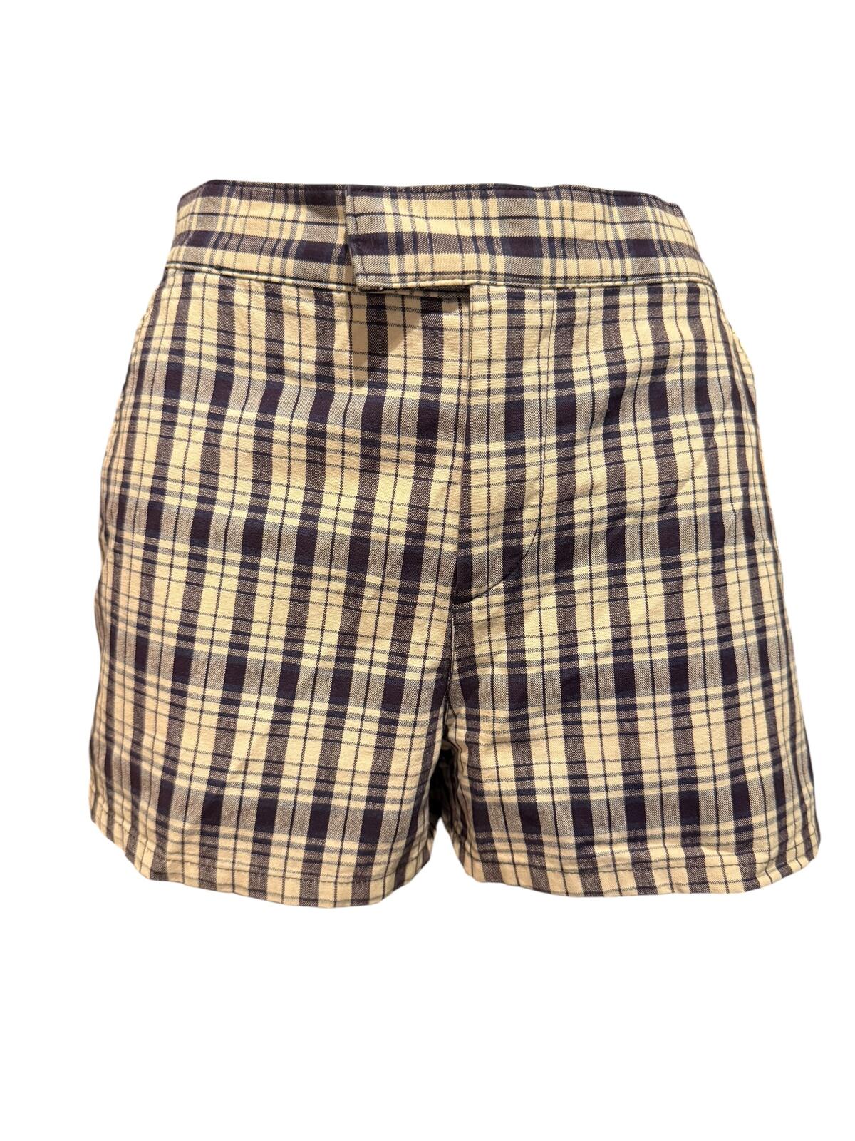 Calvin Klein 2 Pair of Plaid Patterned High Waist Shorts