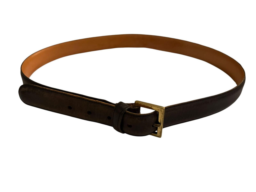 Coach Classic Brown Leather Belt with Gold Buckle