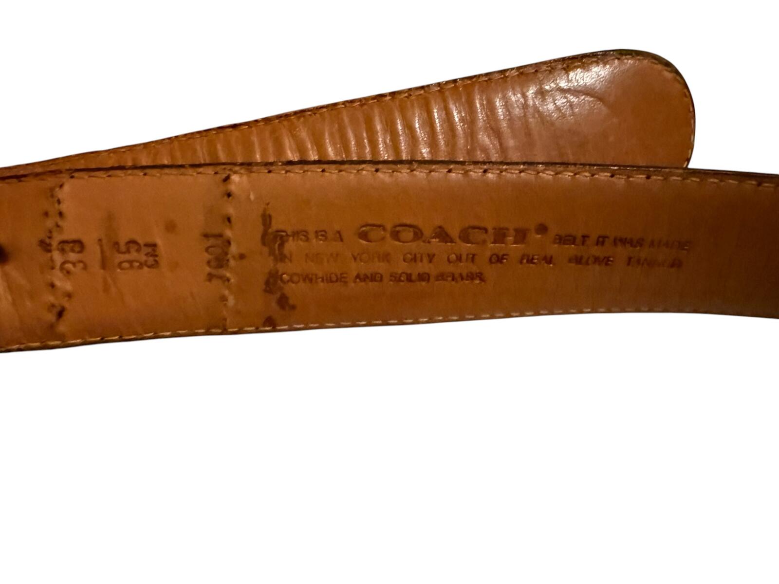 Coach Classic Brown Leather Belt with Gold Buckle