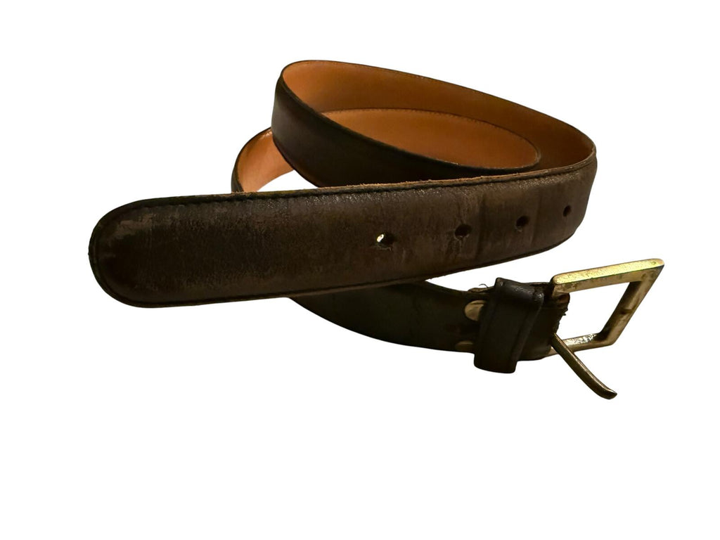 Coach Classic Brown Leather Belt with Gold Buckle