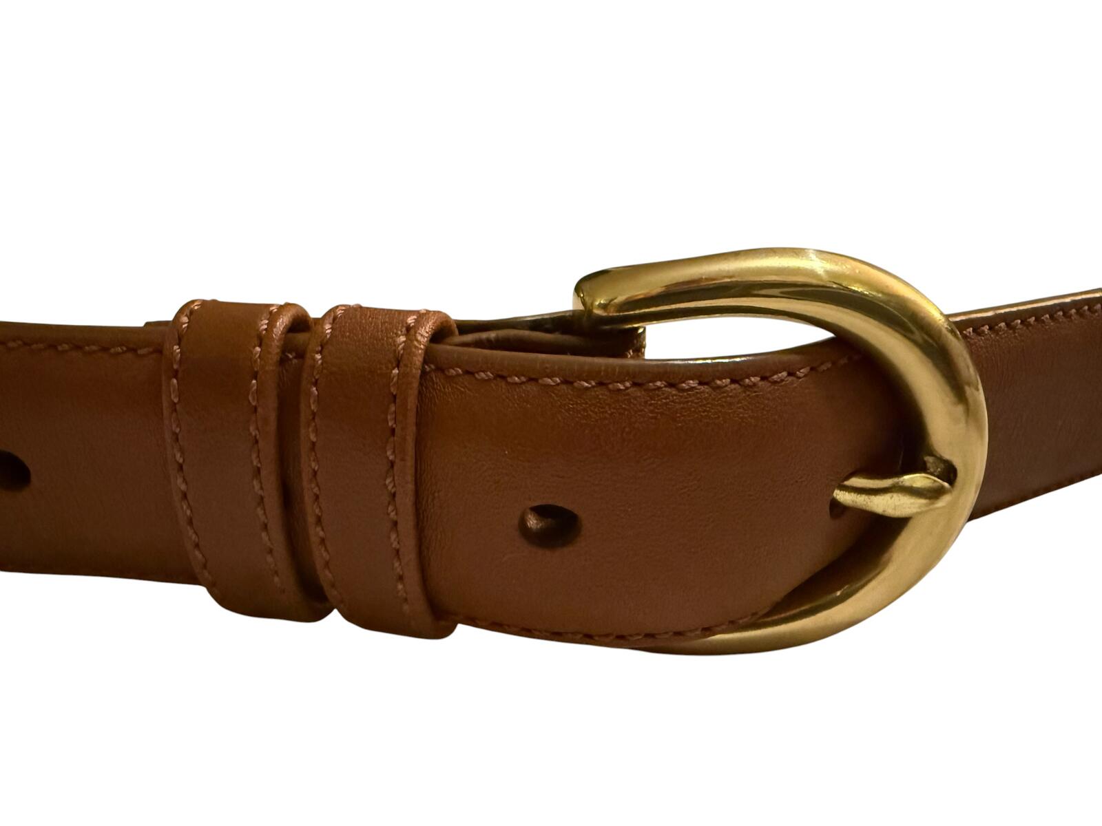 Coach Classic Brown Leather Belt with Gold Buckle