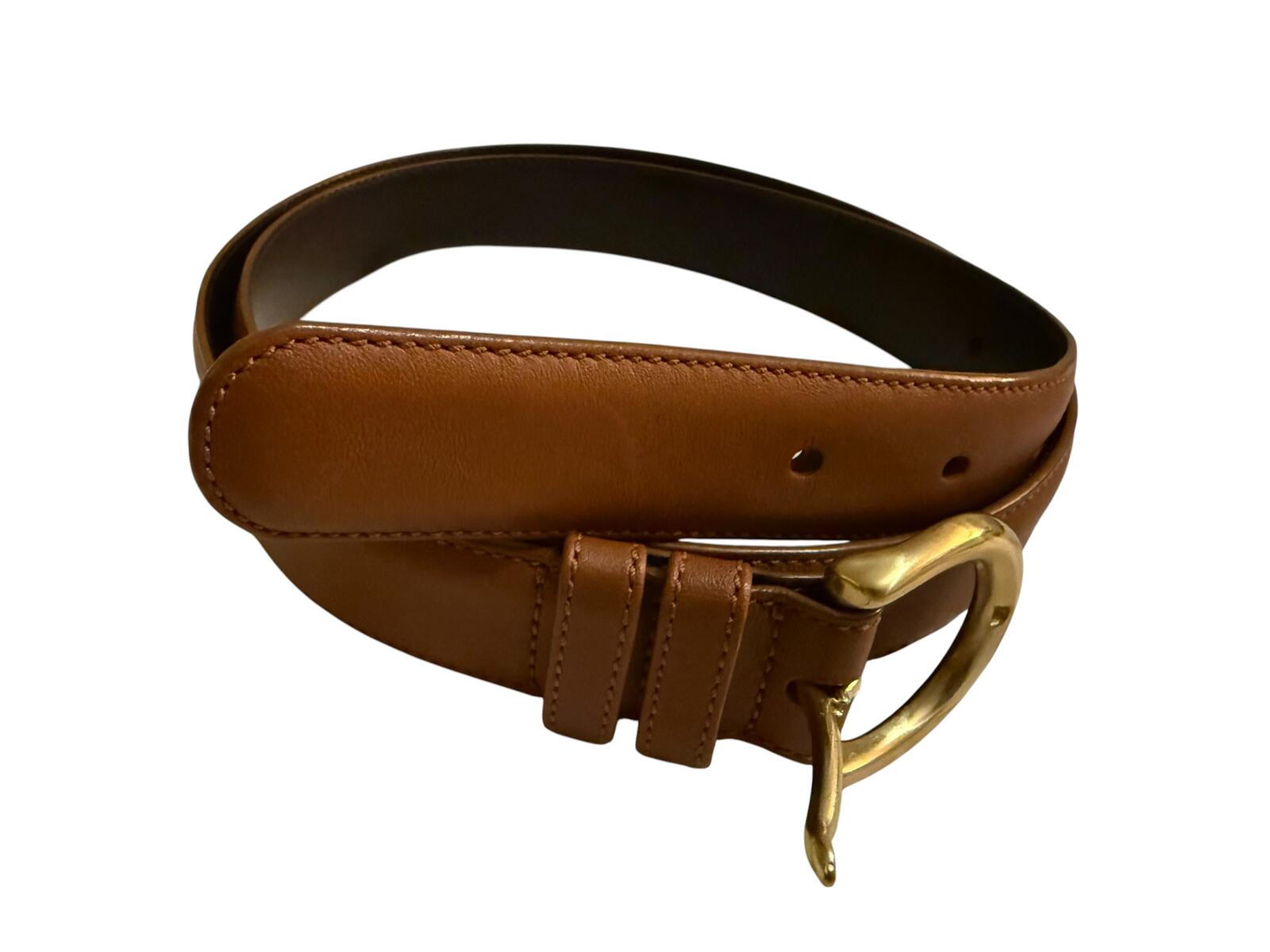 Coach Classic Brown Leather Belt with Gold Buckle