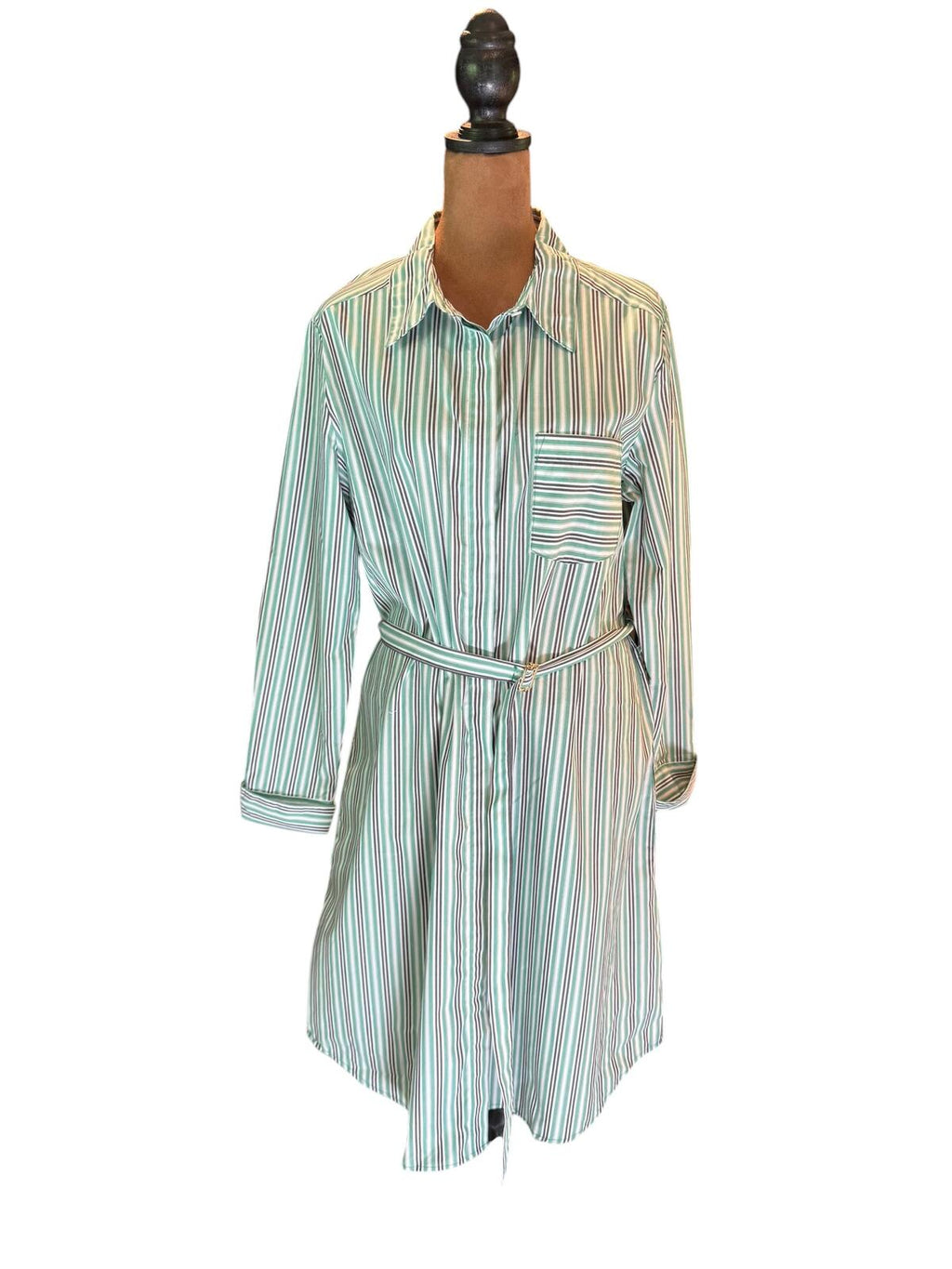 Calvin Klein Striped Shirt Dress with Belt