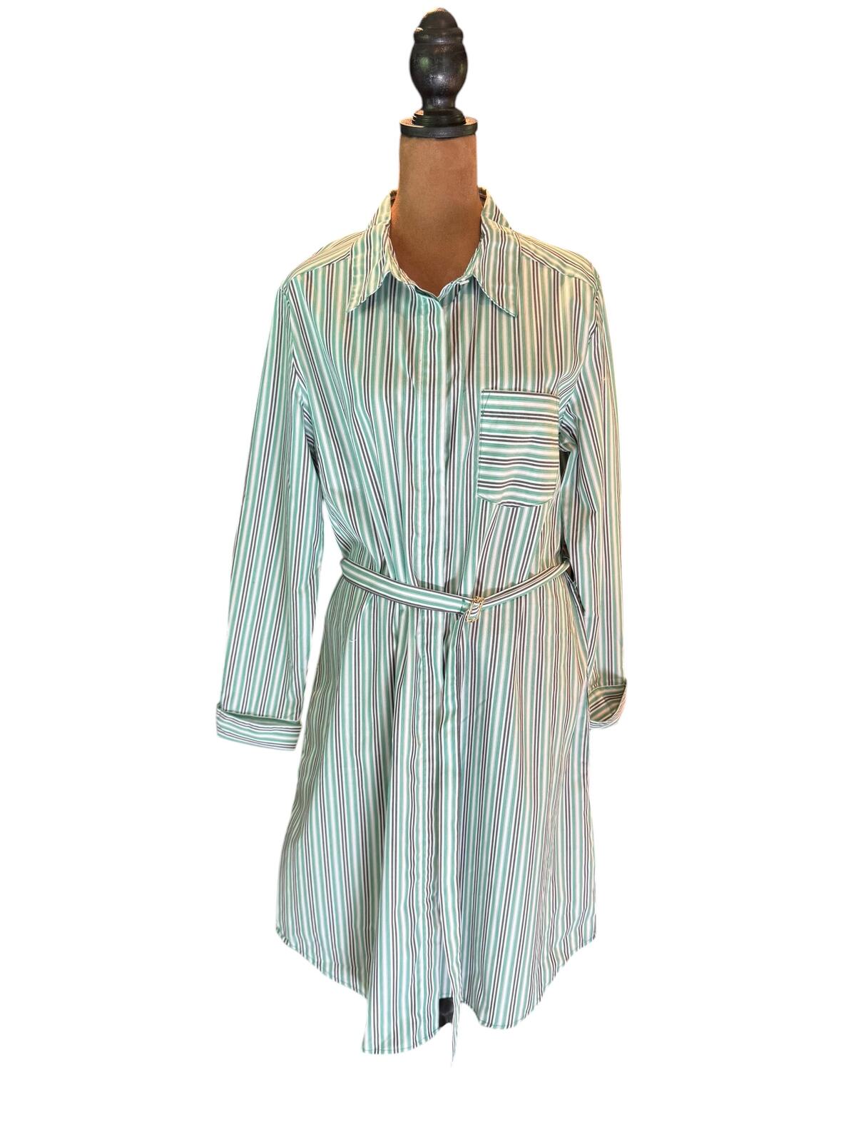 Calvin Klein Striped Shirt Dress with Belt