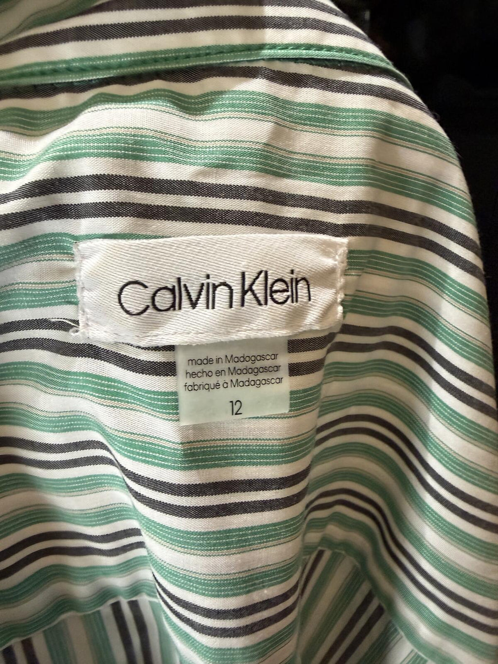 Calvin Klein Striped Shirt Dress with Belt