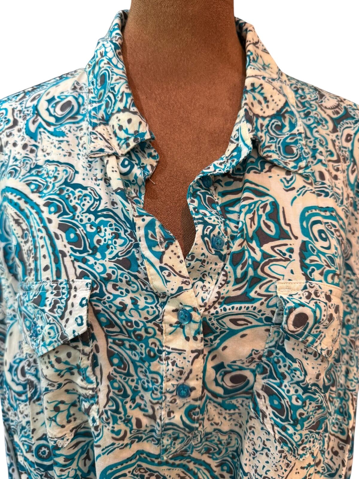Bit & Bridle Blue and White Paisley Print Shirt Dress