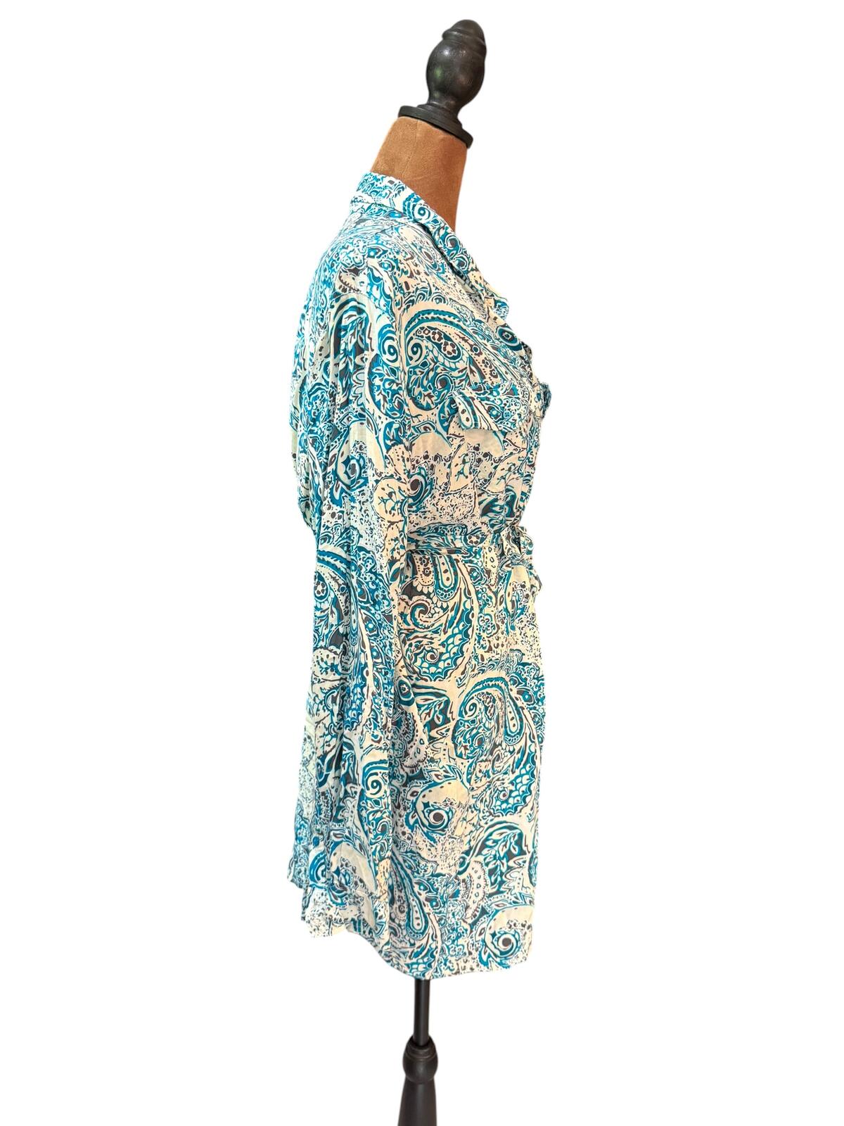 Bit & Bridle Blue and White Paisley Print Shirt Dress