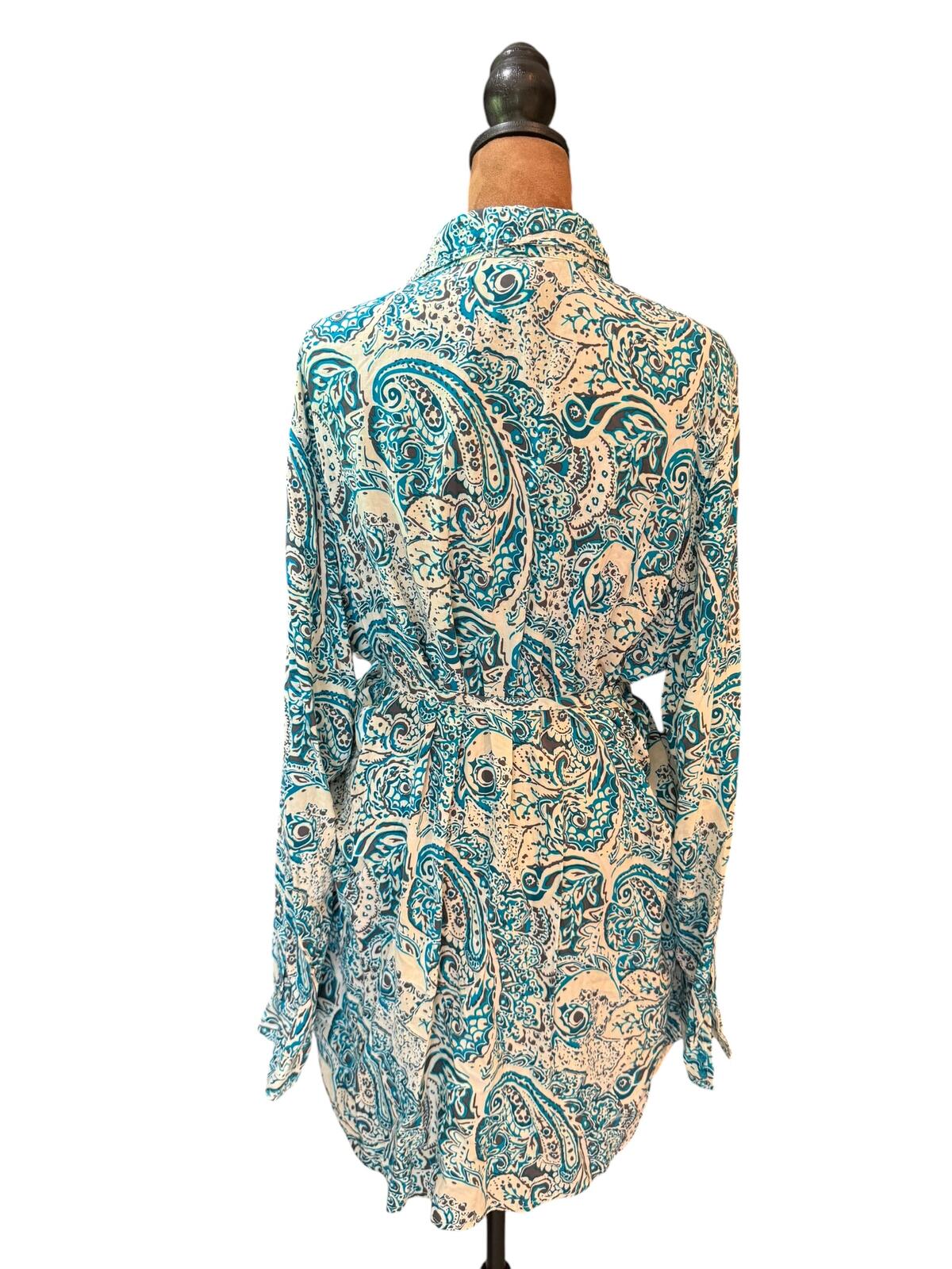Bit & Bridle Blue and White Paisley Print Shirt Dress