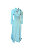 JC Penney Vintage Light Blue Long Sleeve Maxi Dress with Ruffle Details