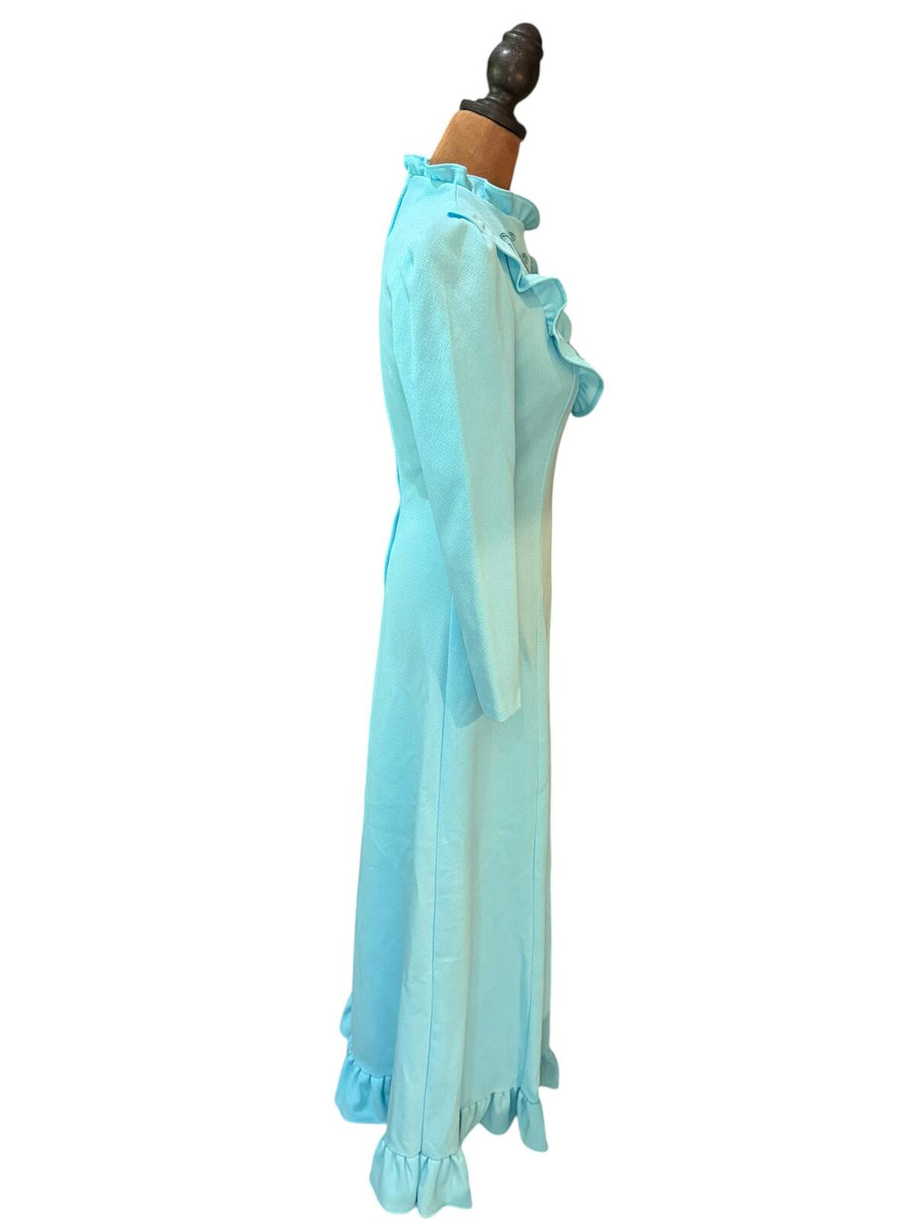 JC Penney Vintage Light Blue Long Sleeve Maxi Dress with Ruffle Details