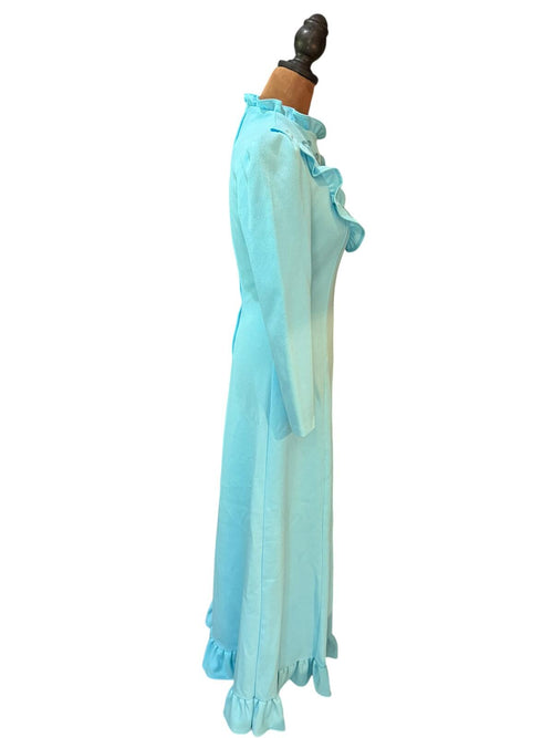 JC Penney Vintage Light Blue Long Sleeve Maxi Dress with Ruffle Details