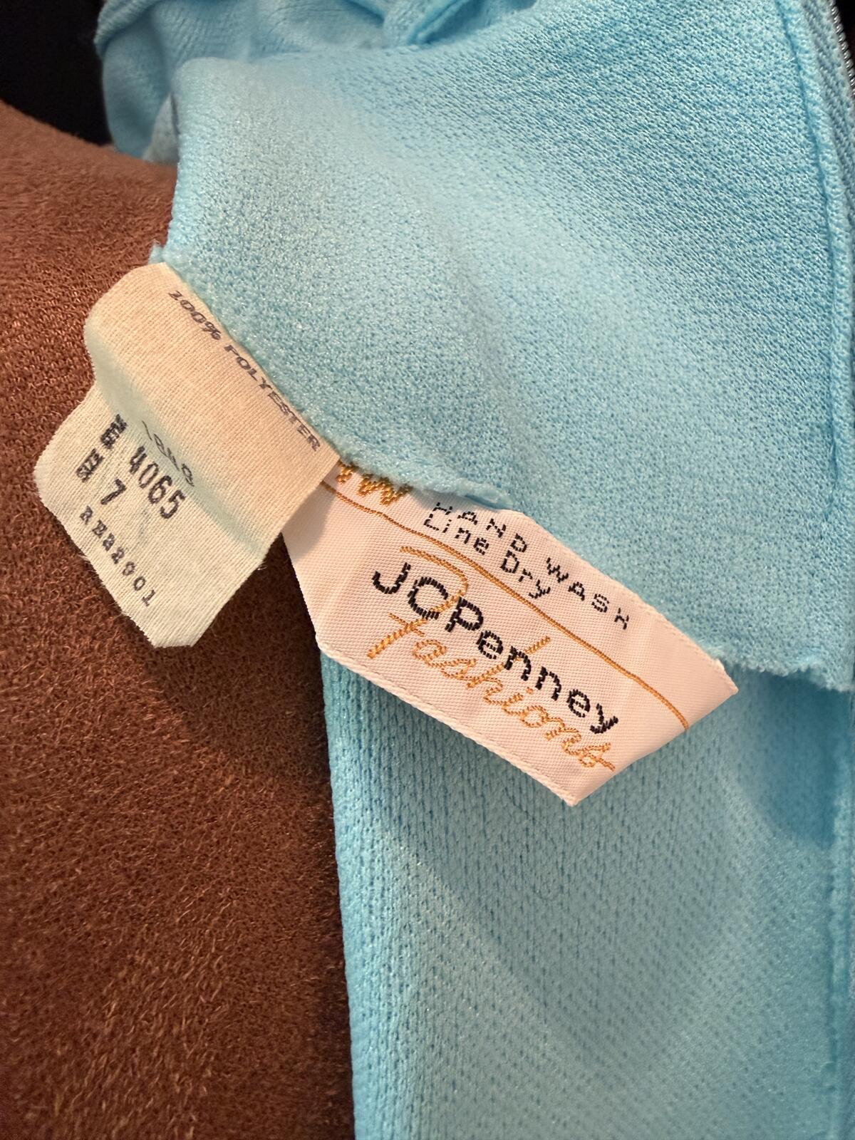 JC Penney Vintage Light Blue Long Sleeve Maxi Dress with Ruffle Details