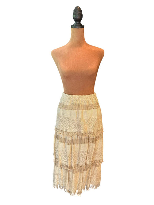 Bohemian Gold Crochet Fringe Tiered Skirt
