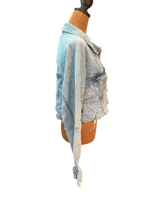 Pacsun Light Wash Cropped Denim Jacket with Raw Hem