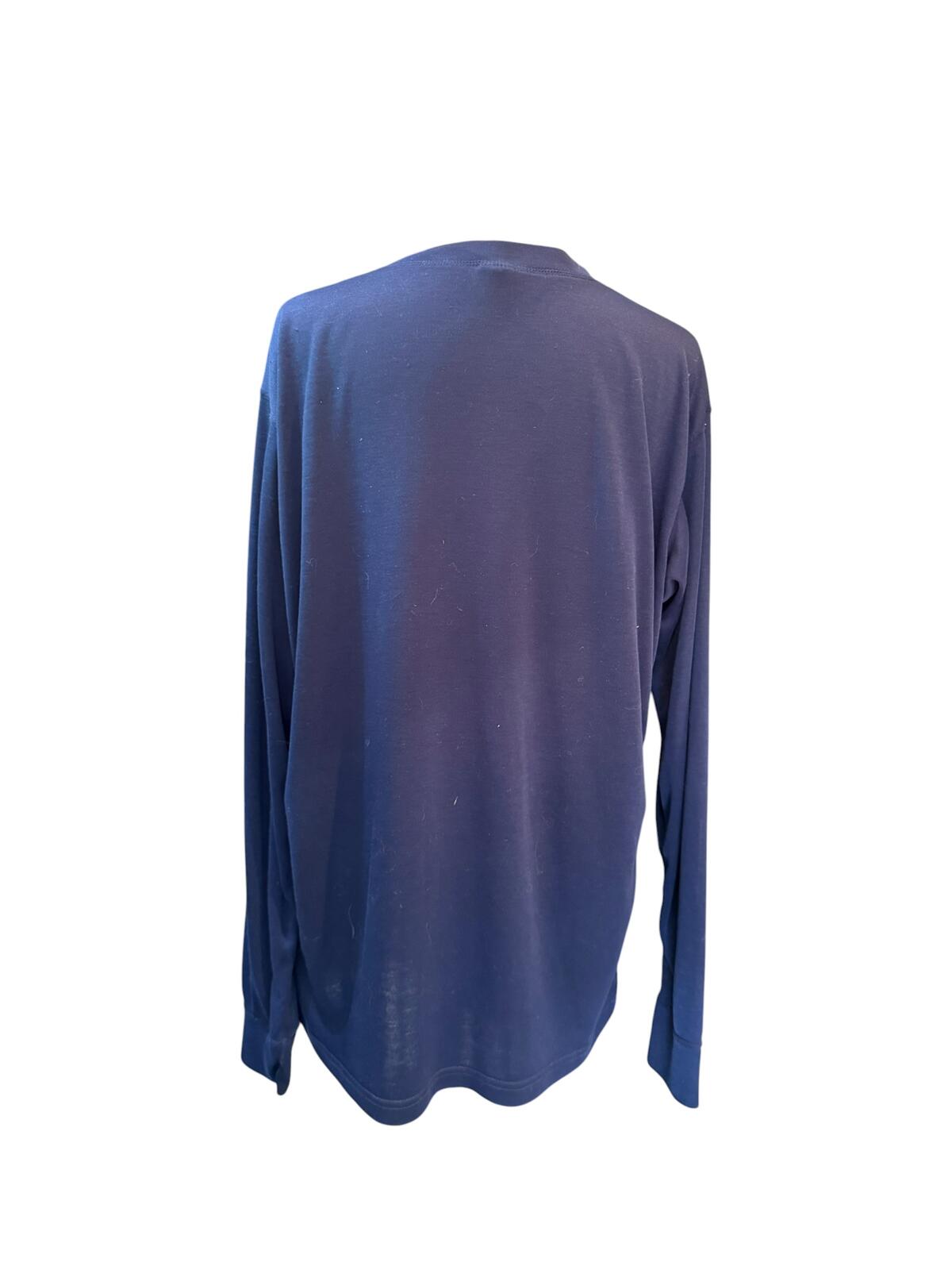 Patagonia Long Sleeve Navy Henley Shirt with Pink Button Placket