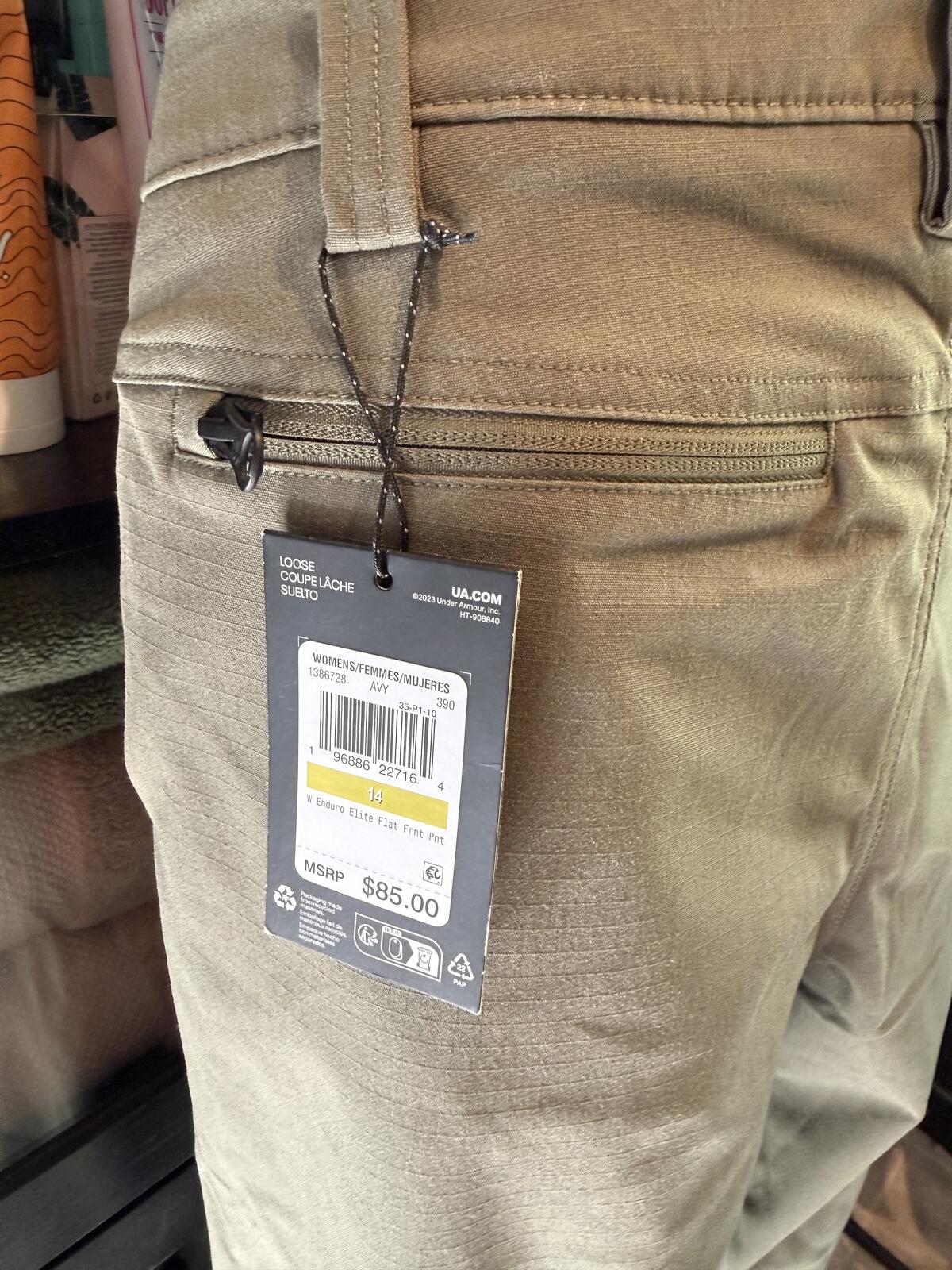 Under Armour Beige Straight Leg Pants with Front Button Closure