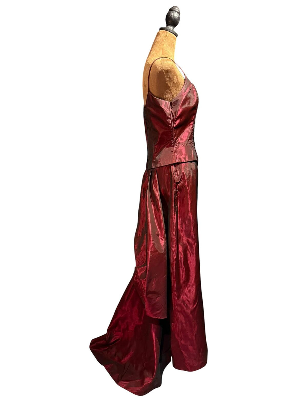 Vintage Gunne Sax Jessica McClintock Burgundy Evening Dress with Train