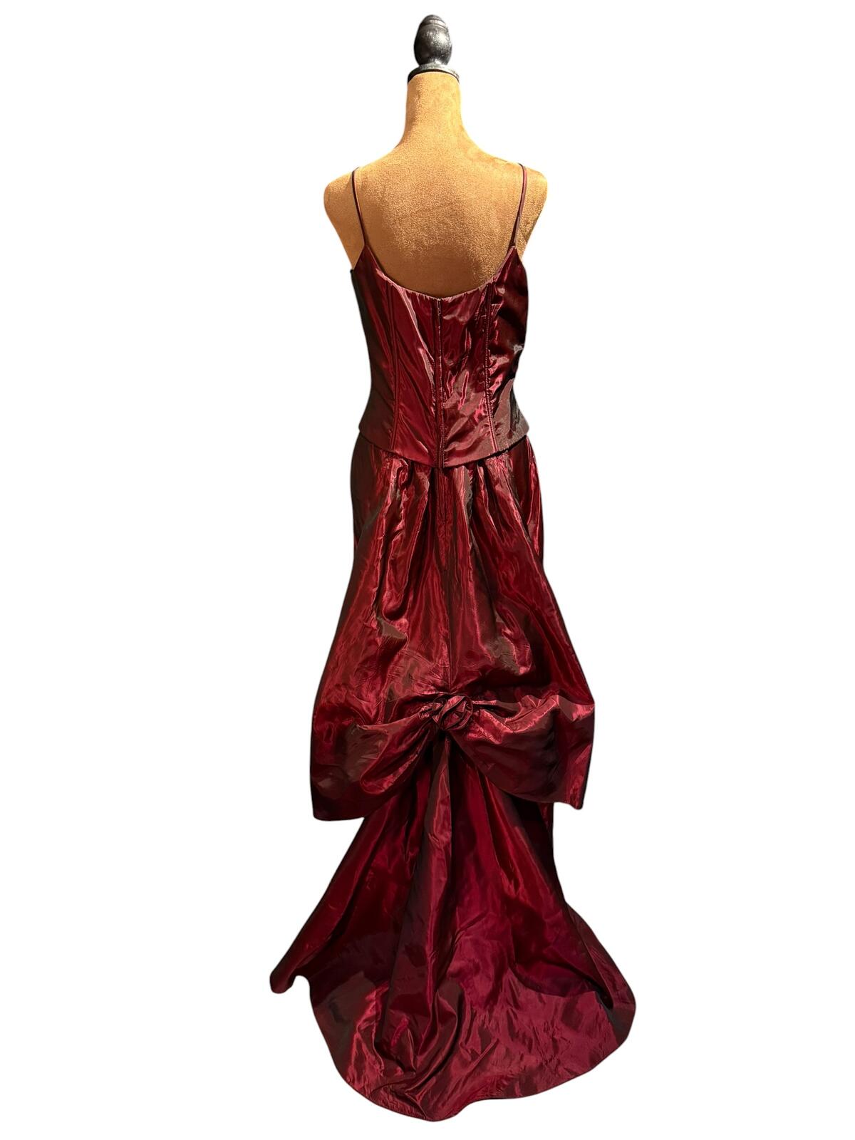 Vintage Gunne Sax Jessica McClintock Burgundy Evening Dress with Train