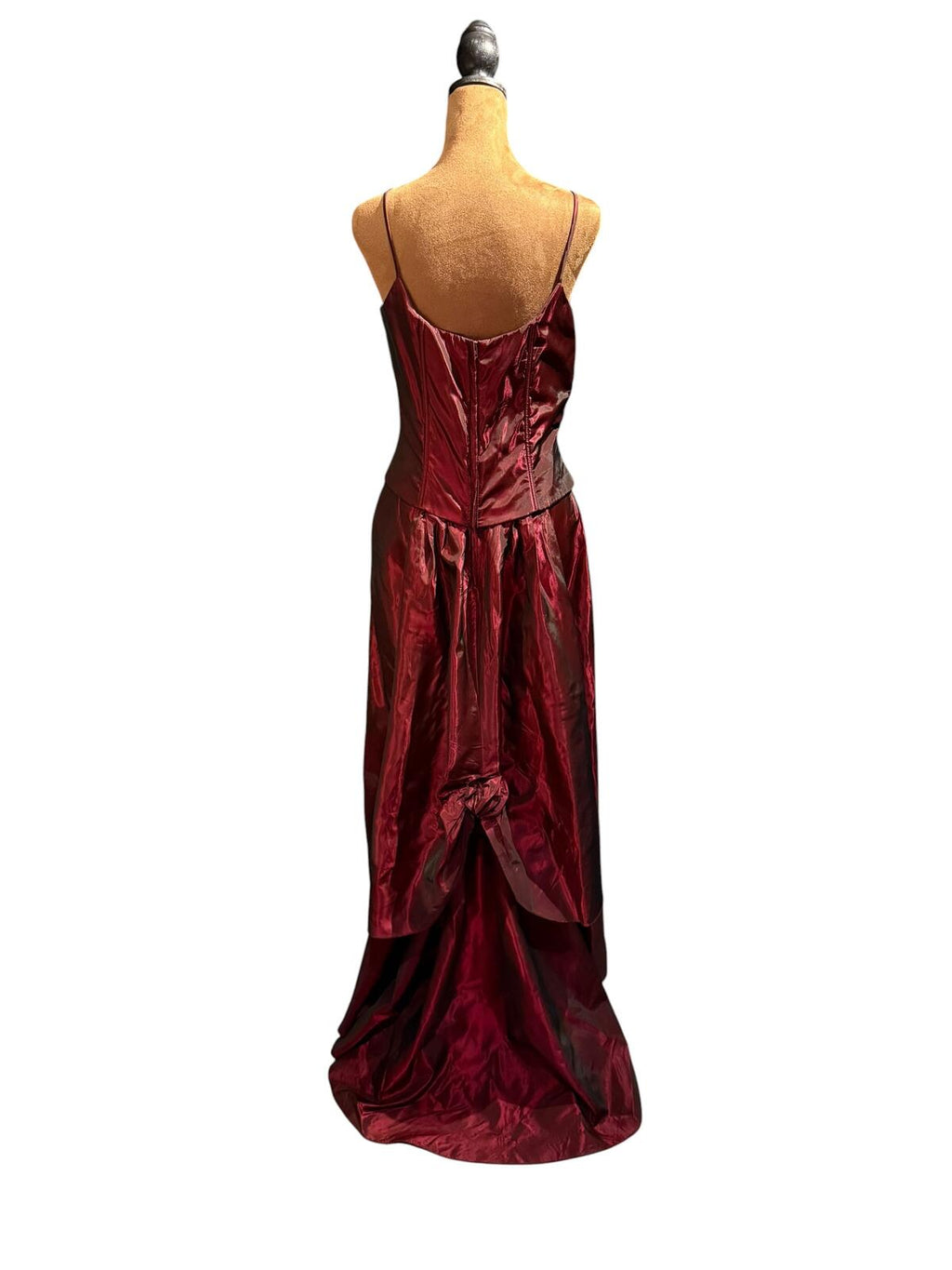 Vintage Gunne Sax Jessica McClintock Burgundy Evening Dress with Train