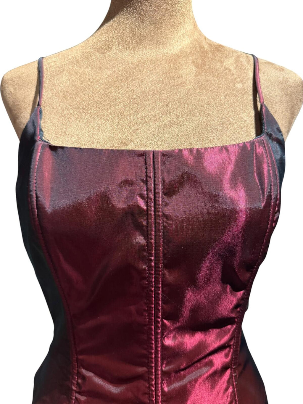 Vintage Gunne Sax Jessica McClintock Burgundy Evening Dress with Train
