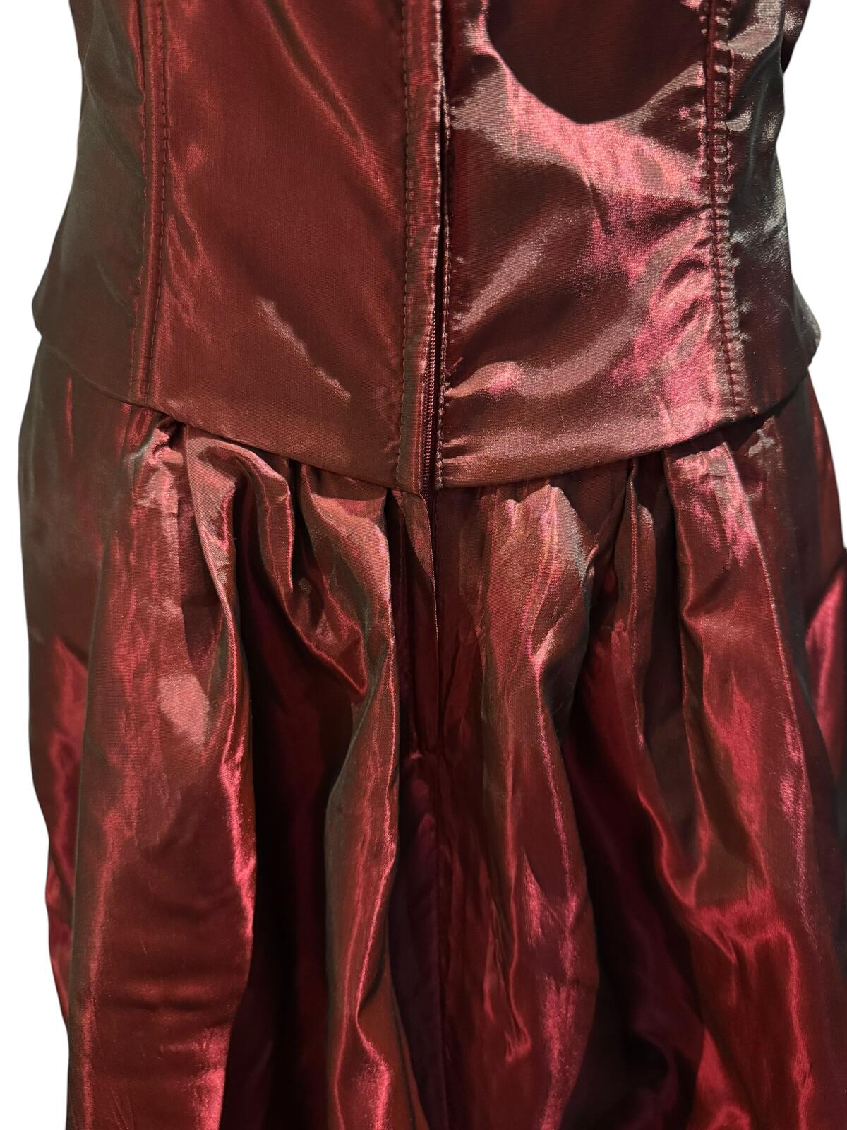 Vintage Gunne Sax Jessica McClintock Burgundy Evening Dress with Train