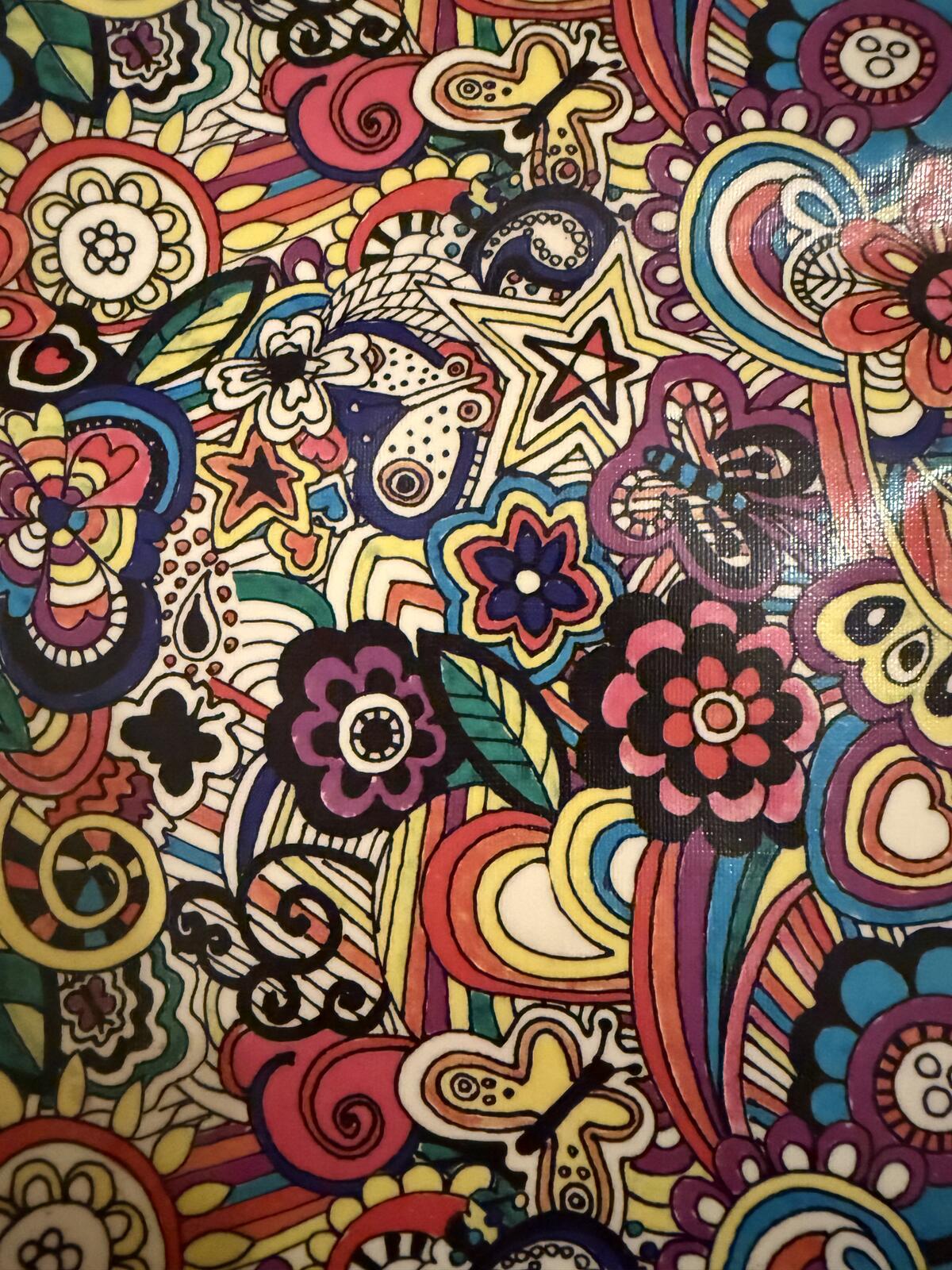 Paperchase Multicolor Psychedelic Floral Tote Bag with Snap Closure