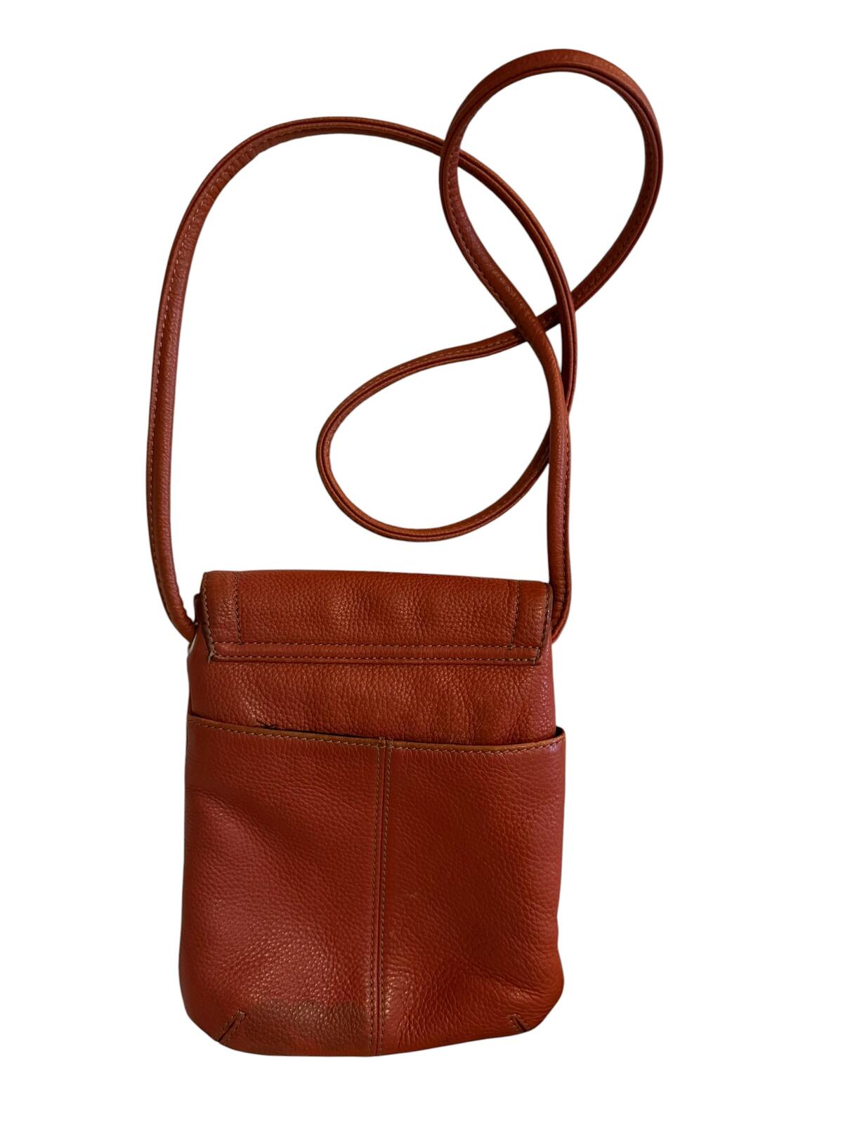 Tignanello Brown Genuine Leather Crossbody Bag with Zip Pocket