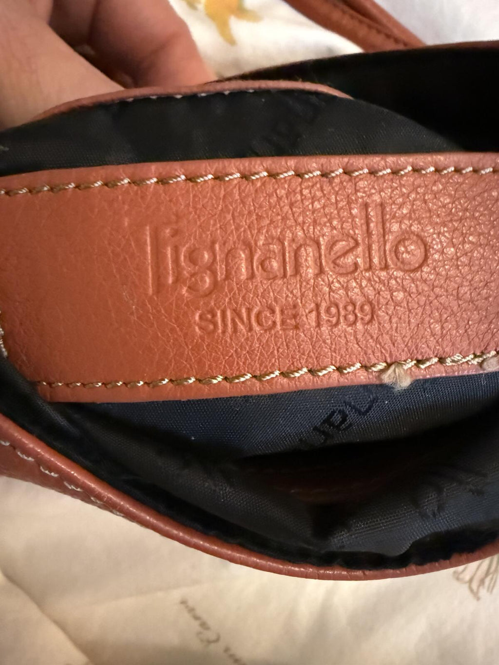 Tignanello Brown Genuine Leather Crossbody Bag with Zip Pocket