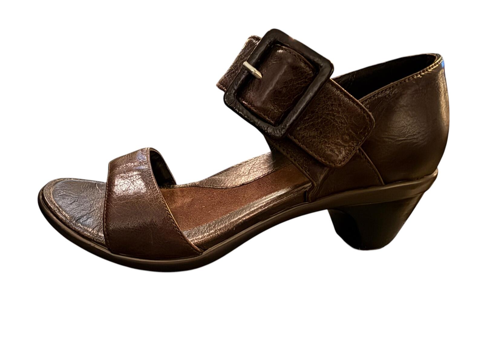 Naot Brown Leather Ankle Strap Heeled Sandals EU 38