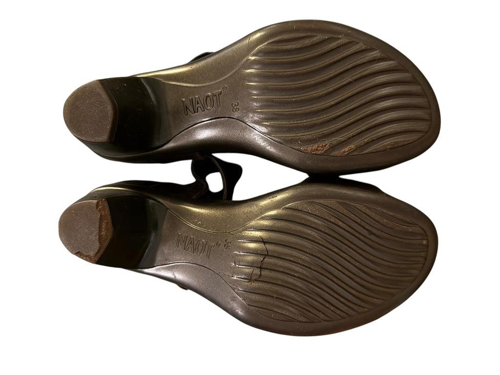 Naot Brown Leather Ankle Strap Heeled Sandals EU 38