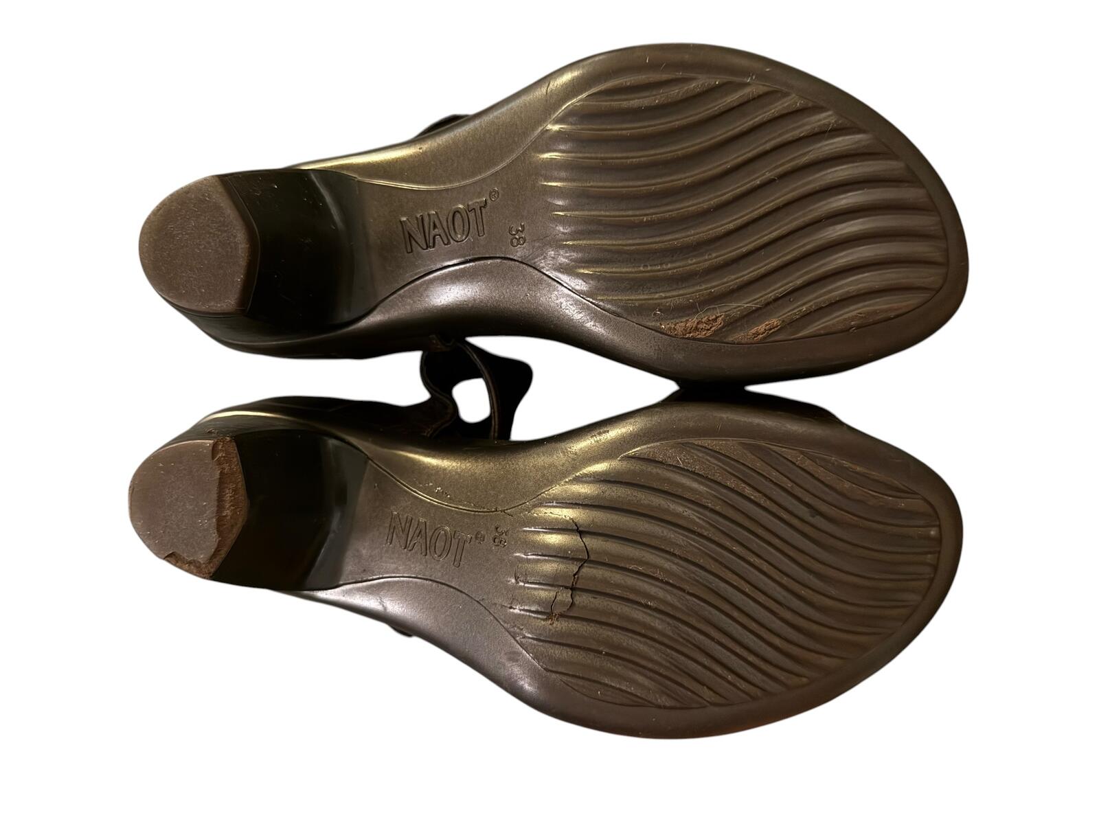Naot Brown Leather Ankle Strap Heeled Sandals EU 38